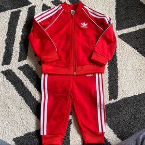 Toddler red adidas tracksuit 9-12 mo, NWOT